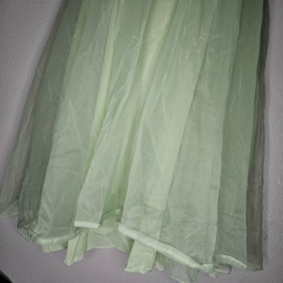 Vintage Mint Green Sheer Babydoll Nightgown Ruffle Lace - Picture 4 of 9